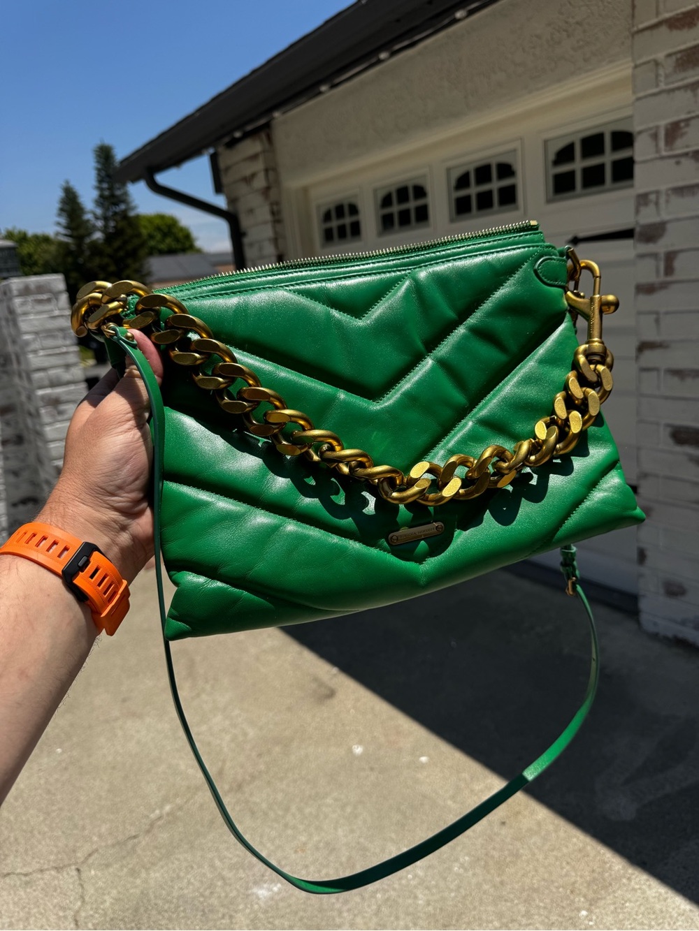 Rebecca Minkoff Edie Maxi Crossbody Bag Envy Green Leather NWT $398 MSRP